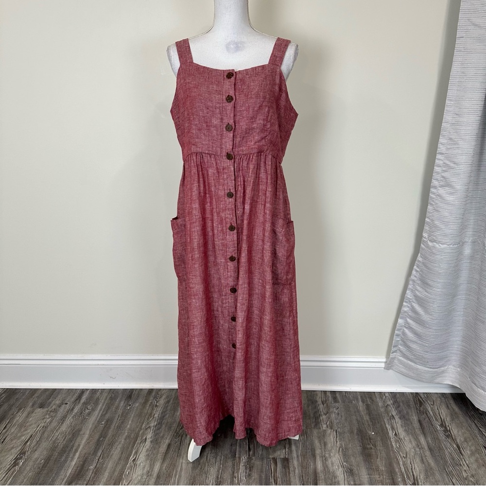 Rachel Zoe Red Linen MIDI Dress Size 12